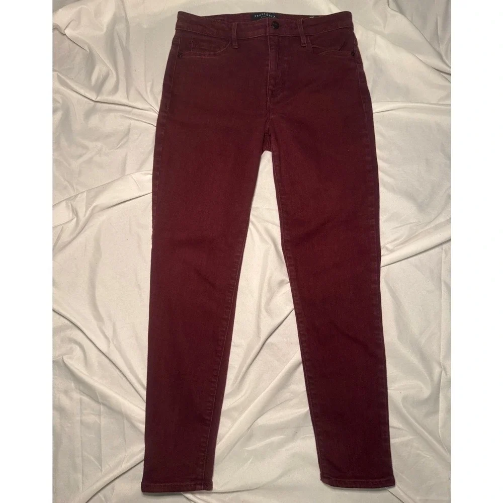 Sanctuary Social Ankle Skinny Pants Women 27/4 Burgundy Standard Rise‎ Workwear